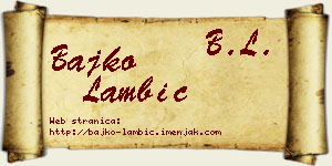 Bajko Lambić vizit kartica